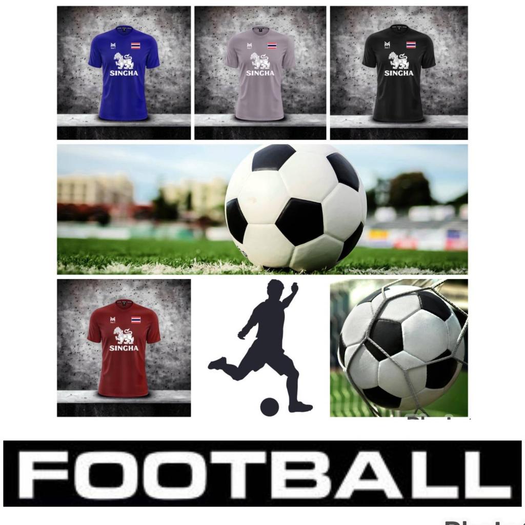THAILAND National Football Soccer Training JERSEY Casual CHEER Print Quick Dry Shirt Round Neck Polyester Short Sleeve Uniform Lion Logo Sport Outdoor