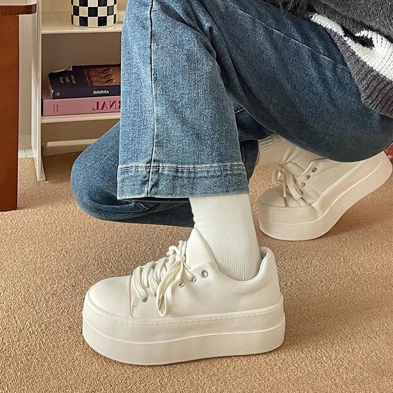 Velcro Heightening Little White Shoes Women's 2 Summer New Platform Bread Big Head Shoes Versatile Casual Board Shoes