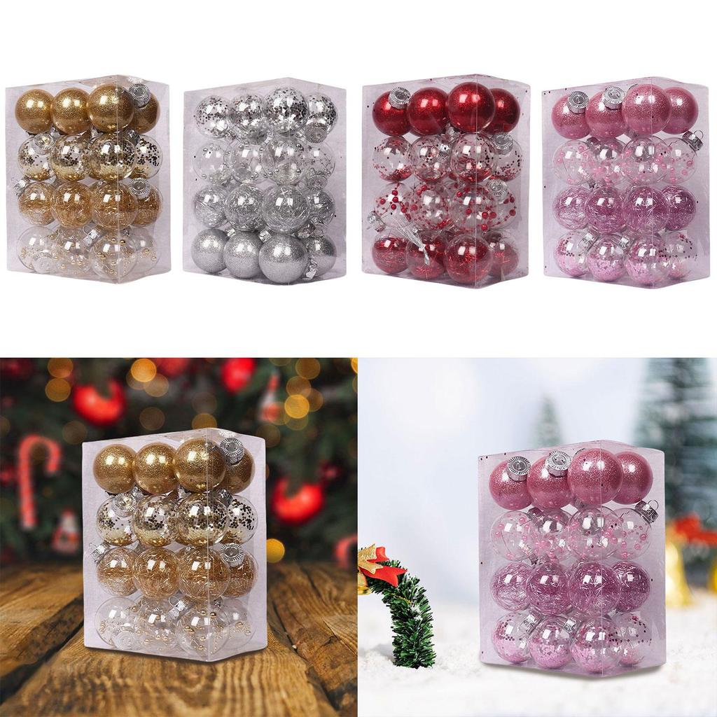 24Pcs Christmas Ball Ornaments Assorted Baubles Charm Pendants Delicate Crafts