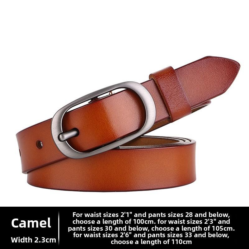 Elliptical Alloy Buckle Leather Women Belt For Fashion Casual Office Gift Use