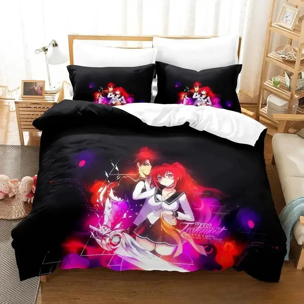 Anime Testament of Sister New Devil Sängklädesset, Påslakan Sängset Överkast Kuddfodral, King Queen Twin Size Pojkar Flickor Vuxen