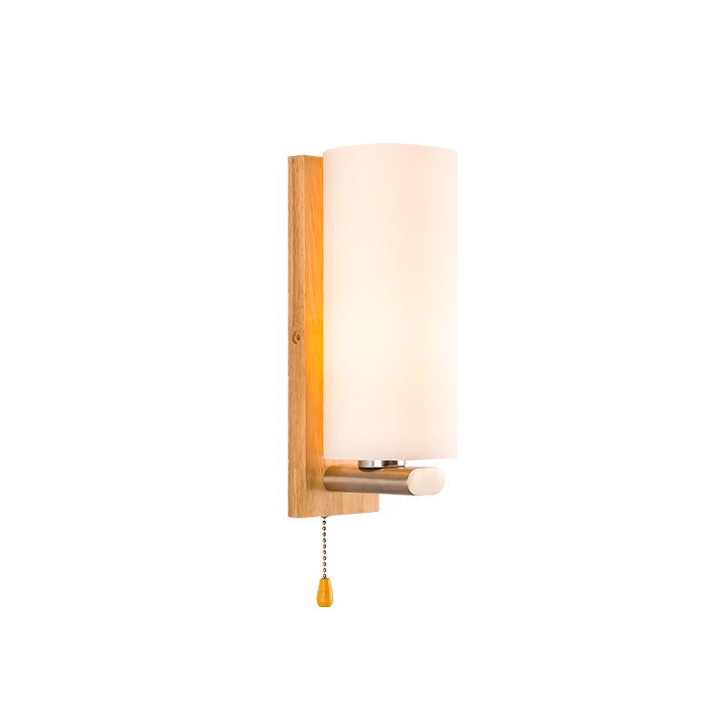 Solid Wood Glass Wall Lamp for Bedroom, Living Room, or Study - Chinese Art and European Style