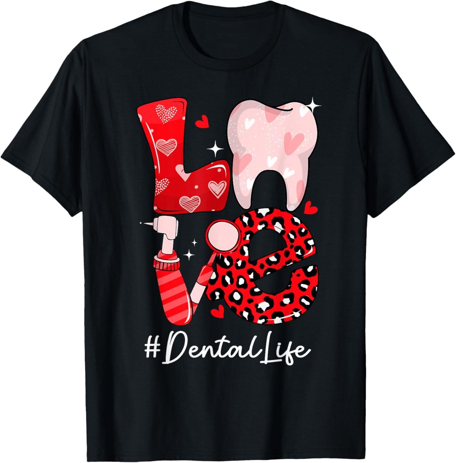 Love Dental Life Groovy Valentine s Day Dentist Valentine Gift T-Shirt S разноцветный