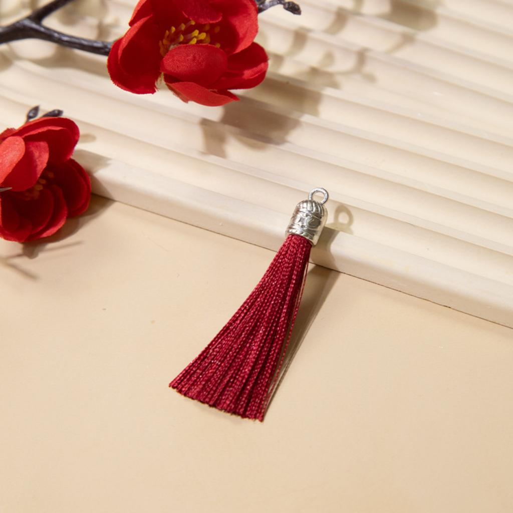 6cm Small Metal Tassel Pendant with Silver Cap for DIY Accessories Hanfu Clothing Decoration Handmade Craft Supplies