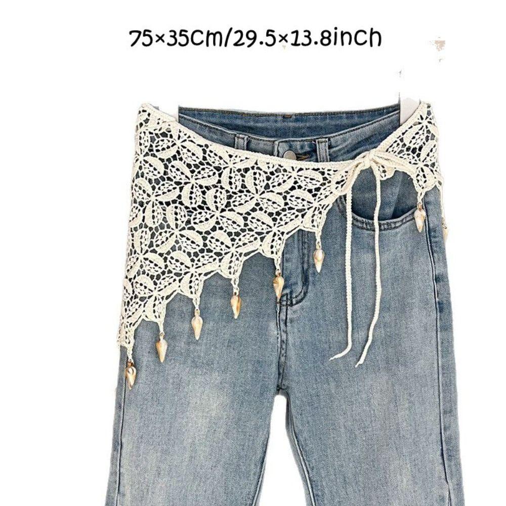 Handwoven Fringe Waistband Hollow-Out Trim Butt Curtain Jeans New Waist Hip Wrap  Fashion Accessory
