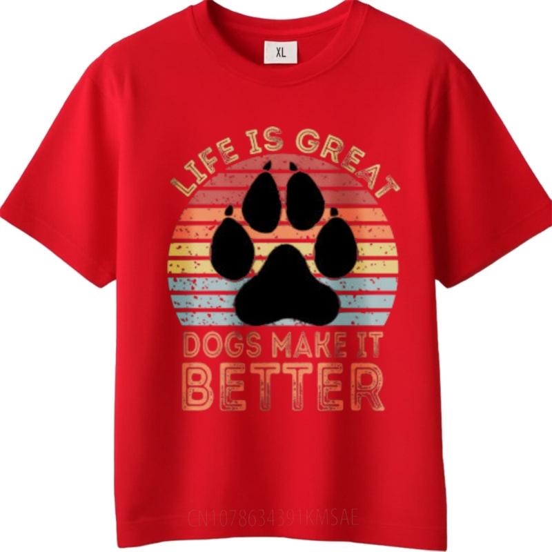 Tshirts For Unisex Workout Unisex Summer T Shirt Casual Life Is Great Dogs Make It Better Everyday Unisex Top Tees Big Size Tee Casual