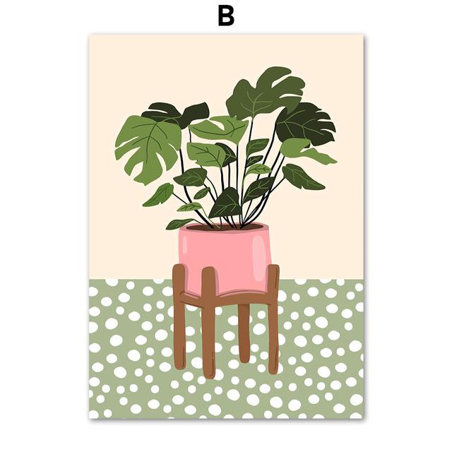 Tropische Pflanzen Daisy Vase Pizza Kaffeetasse Essen Abstrakte Poster Drucke Wand Kunst Leinwand Bilder Boho Küche Wohnzimmer Dekor Kein Rahmen