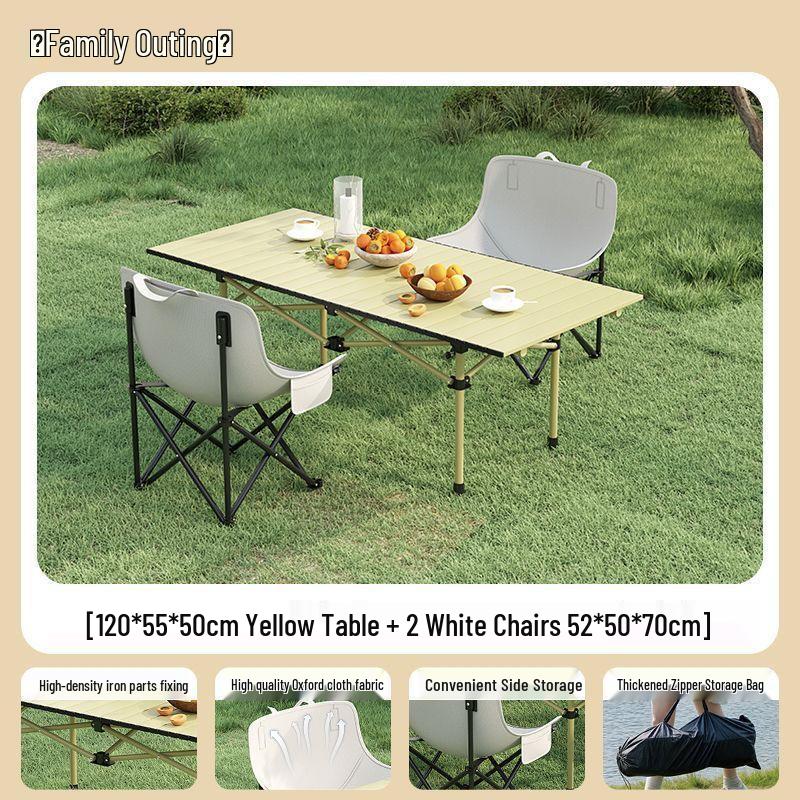 High-Back Portable Moon Chair and Folding Table Set for Camping and Picnic