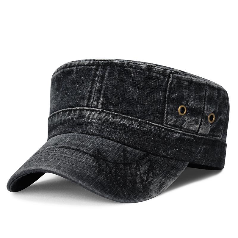 Unisex Korean Style Washed Denim Military Cap - Breathable Outdoor Sunshade Duckbill Hat