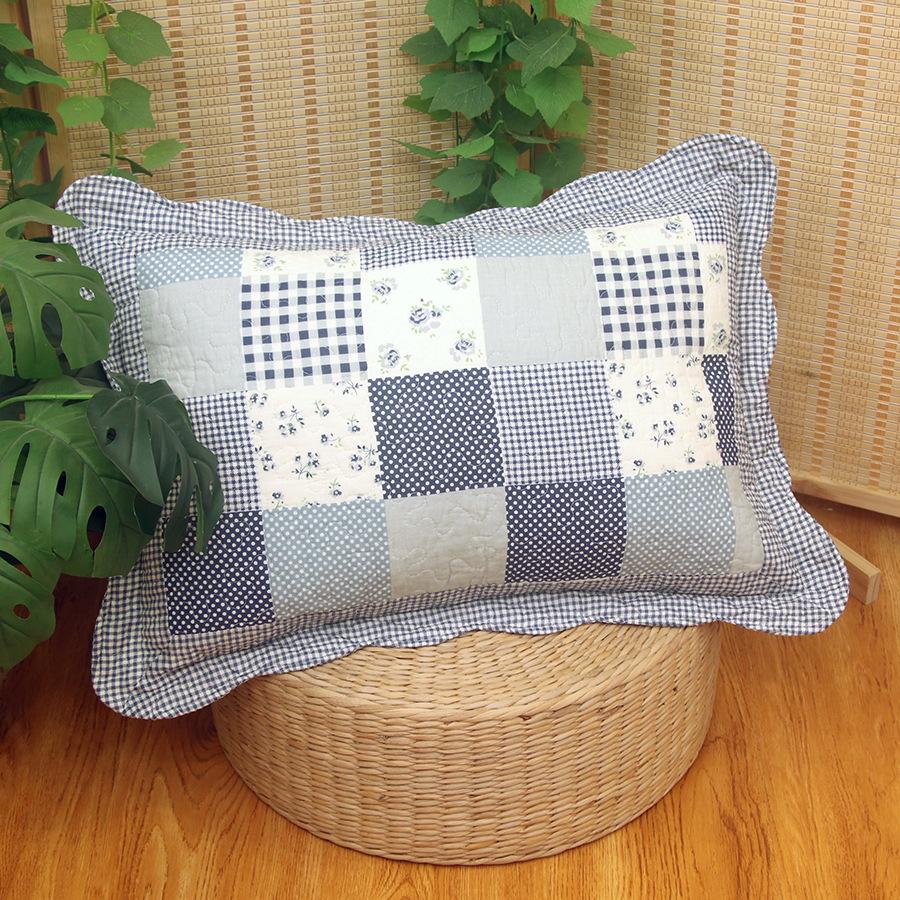 Soft and Comfortable Pillowcase Skin Friendly Breathable Fashionable Rustic Style Quilted Fabric Pillowcase Bedroom Decoration