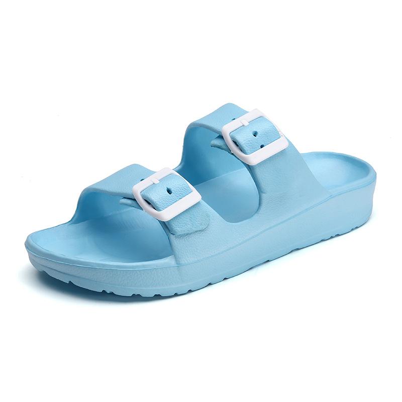 Double Buckle Adjustable EVA Sandals - Comfortable Arch Support, Waterproof, Flat Heel, Open Toe, Casual Style, Solid Color, No Printing