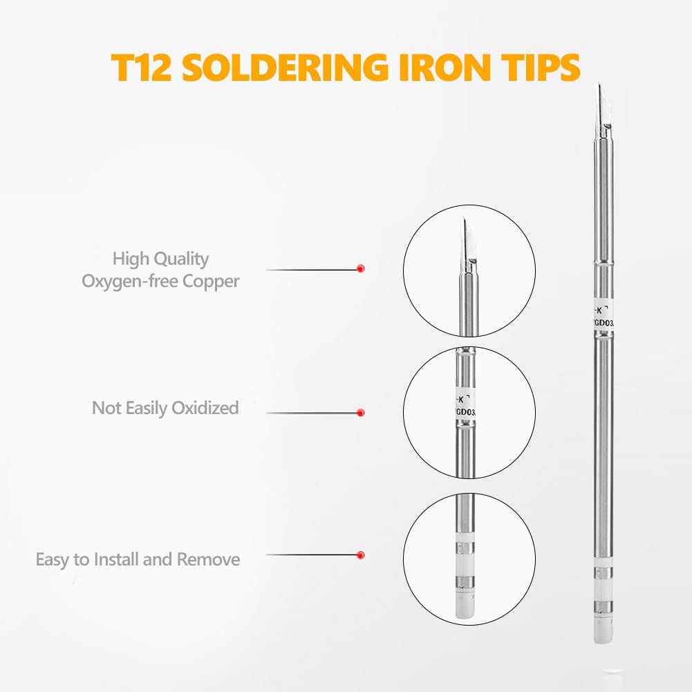 T12 Soldering Iron Tips 10 Types Soldering Station Tool Solder Soldering Iron Tips Replacement for FX-951 Rework Station (10PCS)
