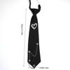 Temperament Korean Style Love Heart Tie Black Choker Long Necktie Academic Style Geometric Shirt Tie Students