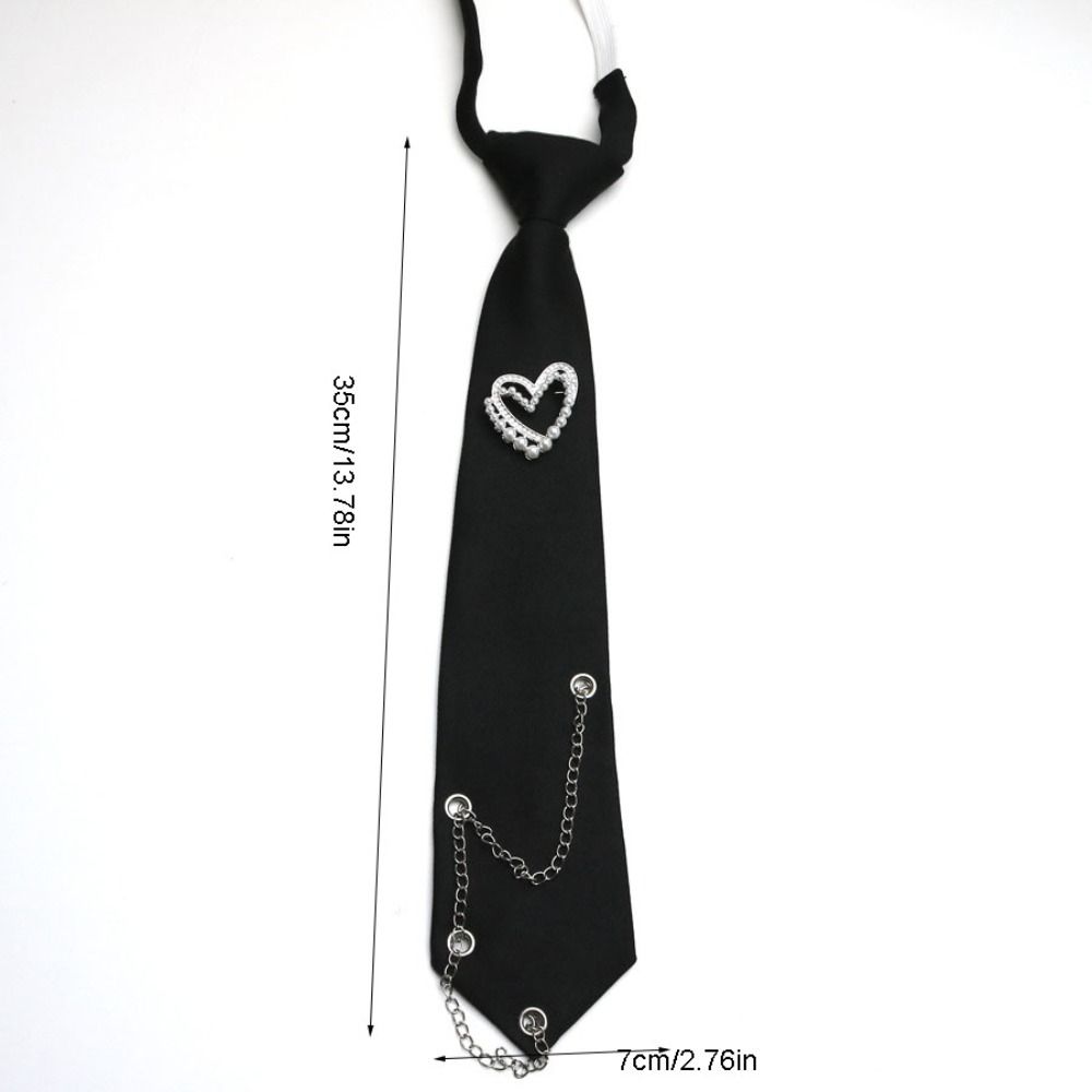 Temperament Korean Style Love Heart Tie Black Choker Long Necktie Academic Style Geometric Shirt Tie Students