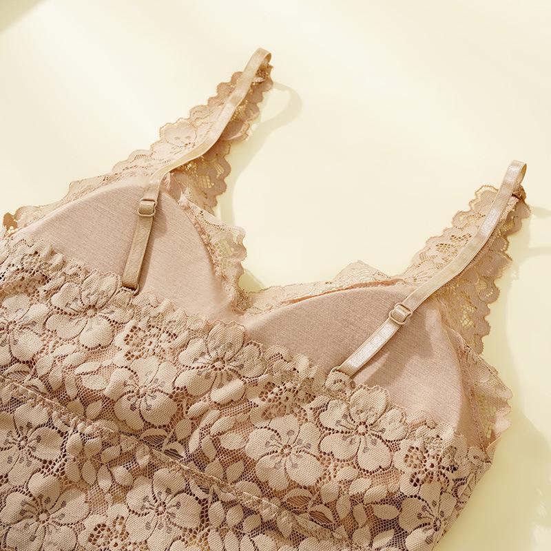 Sommer Svart Blonde Ryggløs Slim Fit Camisole: Kvinners Sexy BH uten spiler