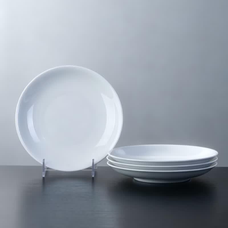 Hao Ya Jingdezhen Moonlight 8-Inch White Porcelain Dinner Plates - 4 Pack