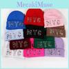 Nyc Letters Rhinestone Knit Hat For Unisex Autumn Winter Warm Cap Gift Fashion