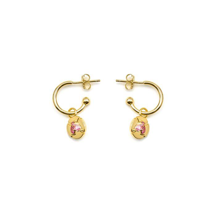 Boucles d'oreilles Luxenter en argent 925 et zircon rose finition or 18k - Ufore