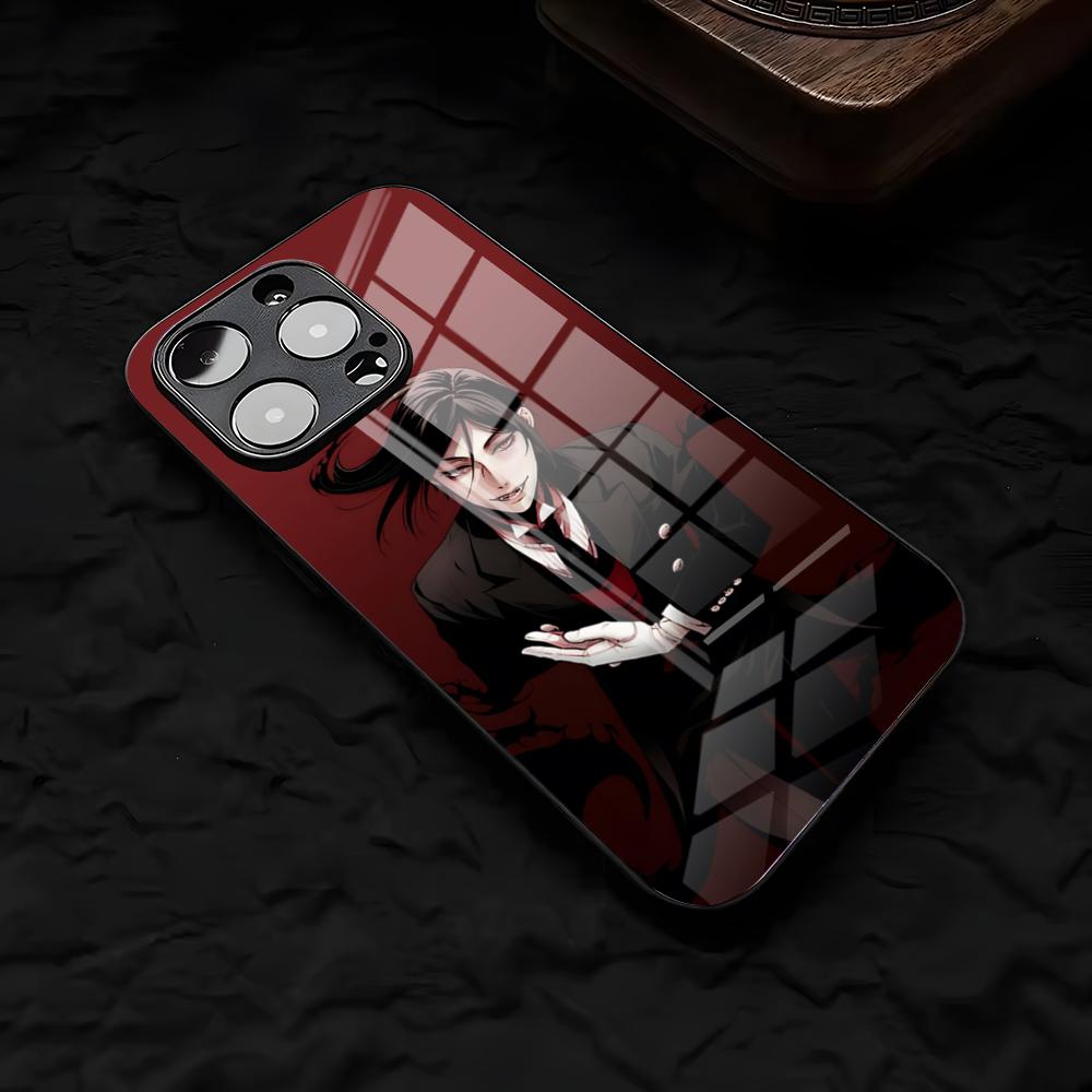 Anime Black B-Butler Phone Case For IPhone 17 Air 16 E Pro Max 15 14 13 Mini 12 Pro 11 Max Plus Black Glass Cover