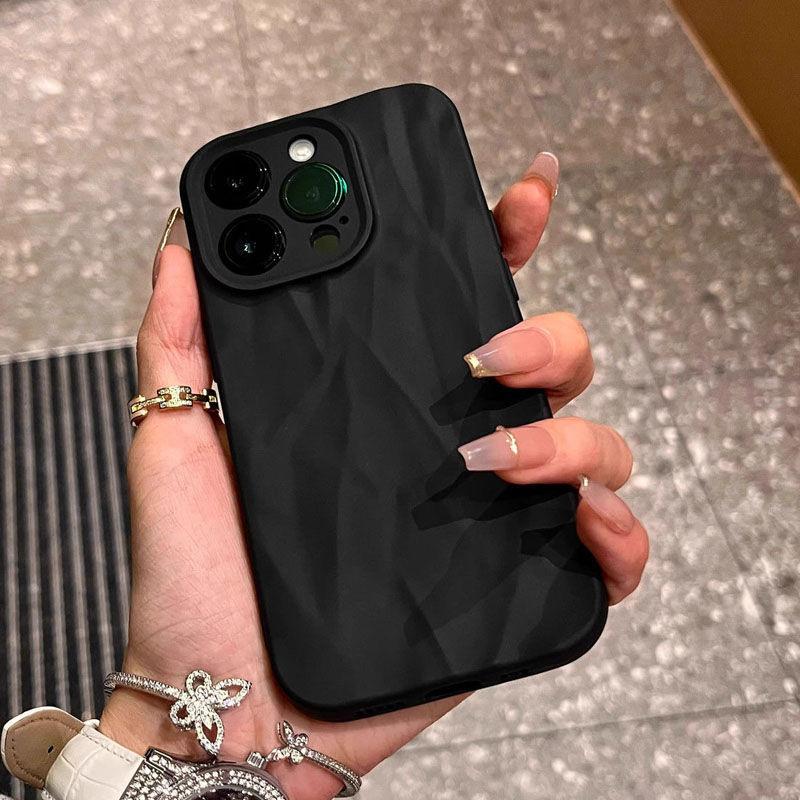 Skin Feel Wrinkles for Apple 15 ProMax Mobile Phone Case 13 Simple for IPhone 16 High-end 14 All-inclusive 12 Soft