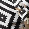 Black White Irregular Geometry Sheer Curtains for Living Room Decoration Tulle Voile Organza Window Curtains for Kitchen Bedroom