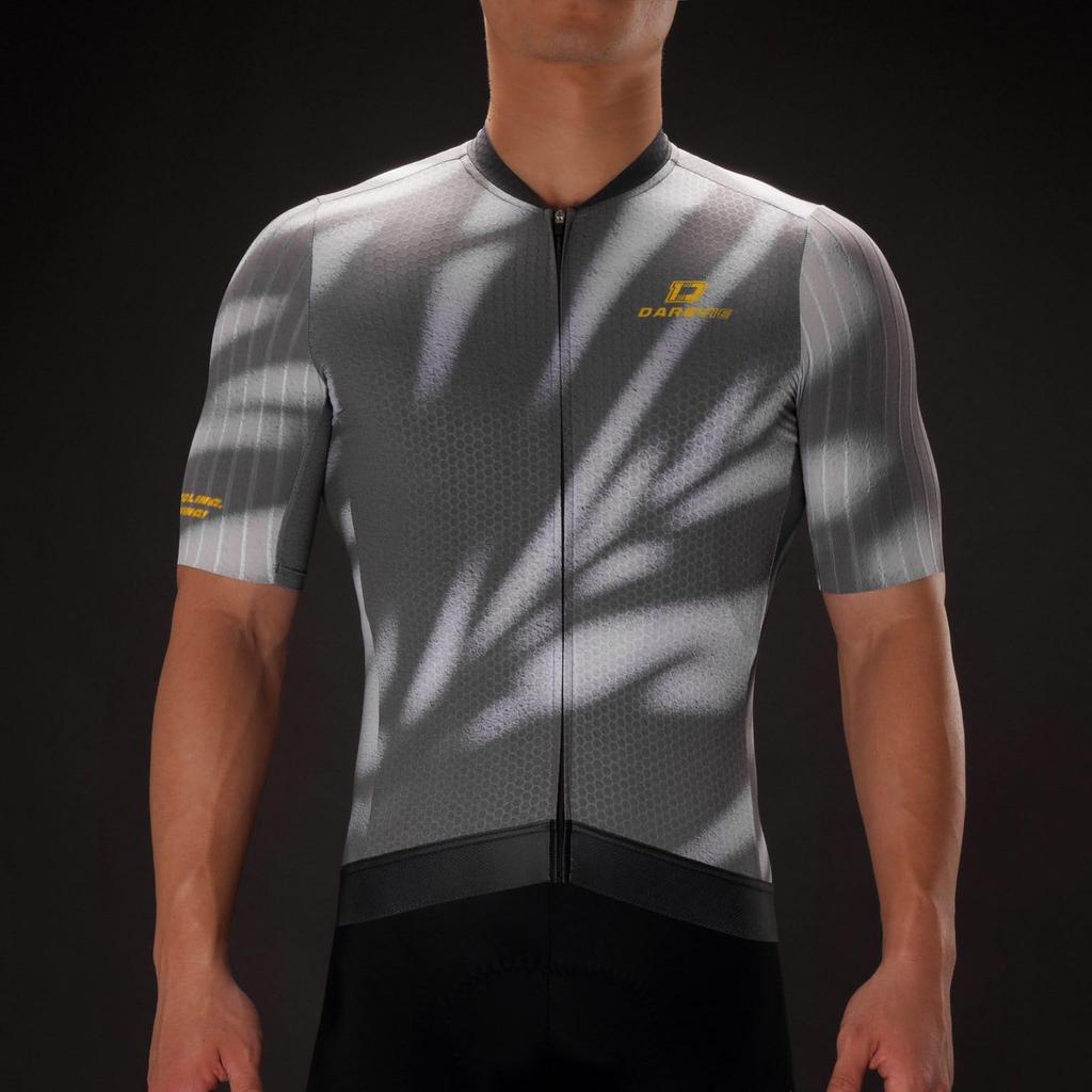 Darevie Men's Summer Short Sleeve Cycling Jersey Set with 4D Pads, Sweat-Wicking, Quick-Drying, Breathable, and Elastic, for Road Bikes (DVJ221)