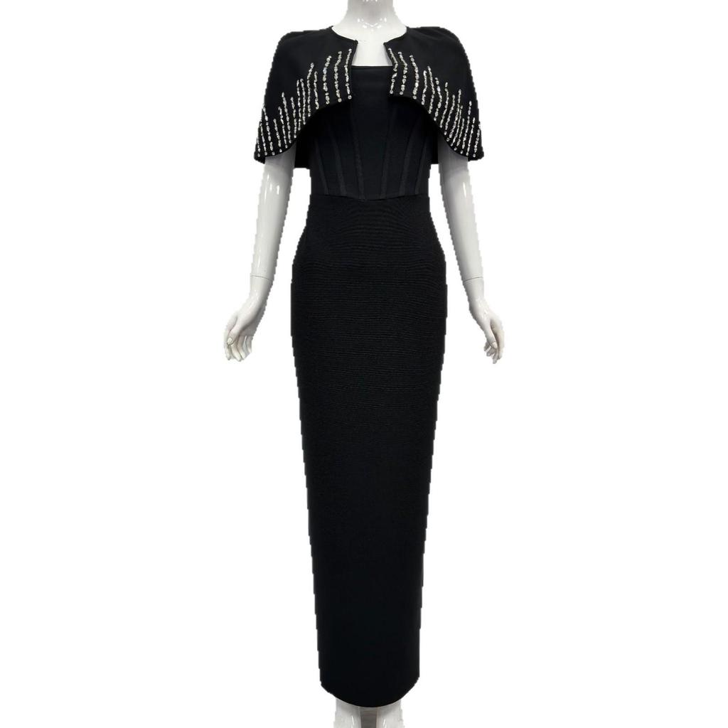 Europäisches & Amerikanisches Elegantes Damen-Strassschal-Schmal geschnittenes Bandage-Abendkleid