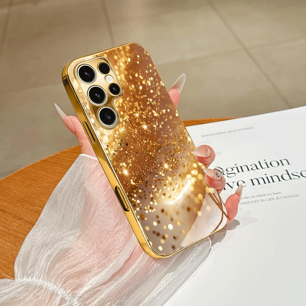 Atmosphère de Mode Simplicité Haut de Gamme Placage Galvanique Verre Coque de Téléphone pour Samsung Galaxy S26 S25 S24 S23 S22 S21 FE, Ultra, Plus