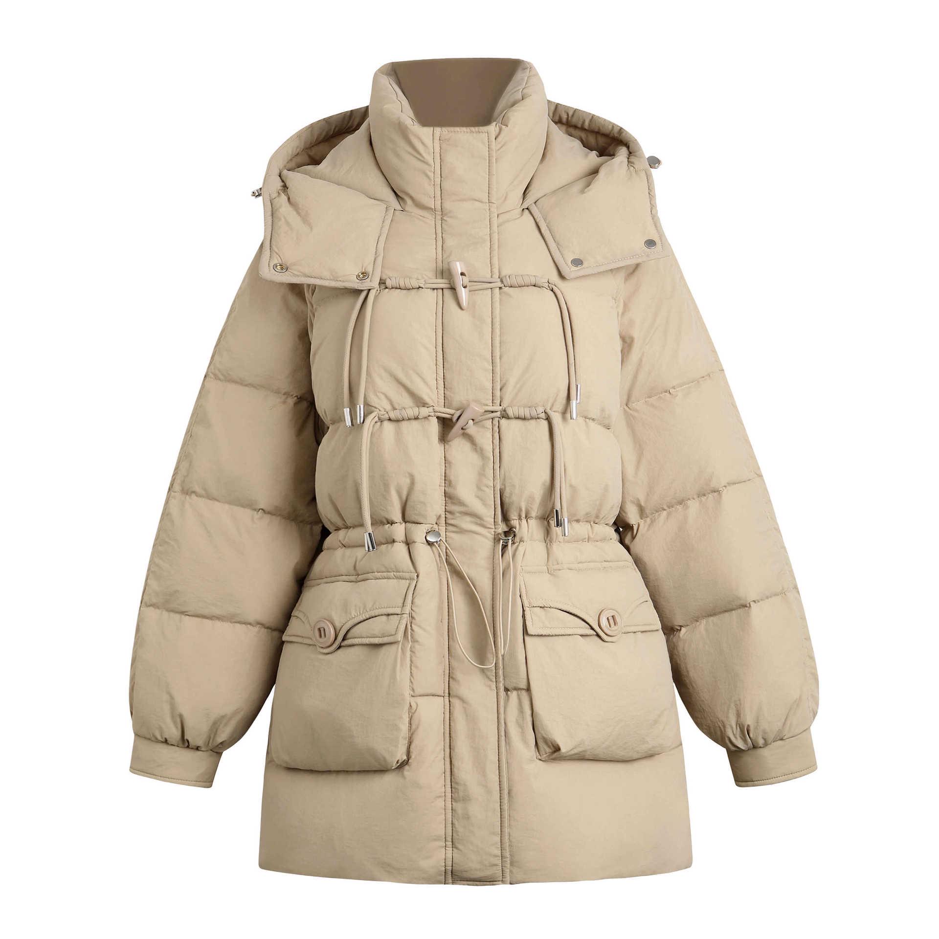 

Корейское зимнее пальто средней длины с капюшоном для женщин больших размеров 63626 1XL (130-150 jin recommended) кофейный