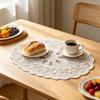 White Lace Placemat, Round Oval Vintage Doily, Embroidered Placemat Coaster for Cup Vase Dining Table Wedding Party Decor