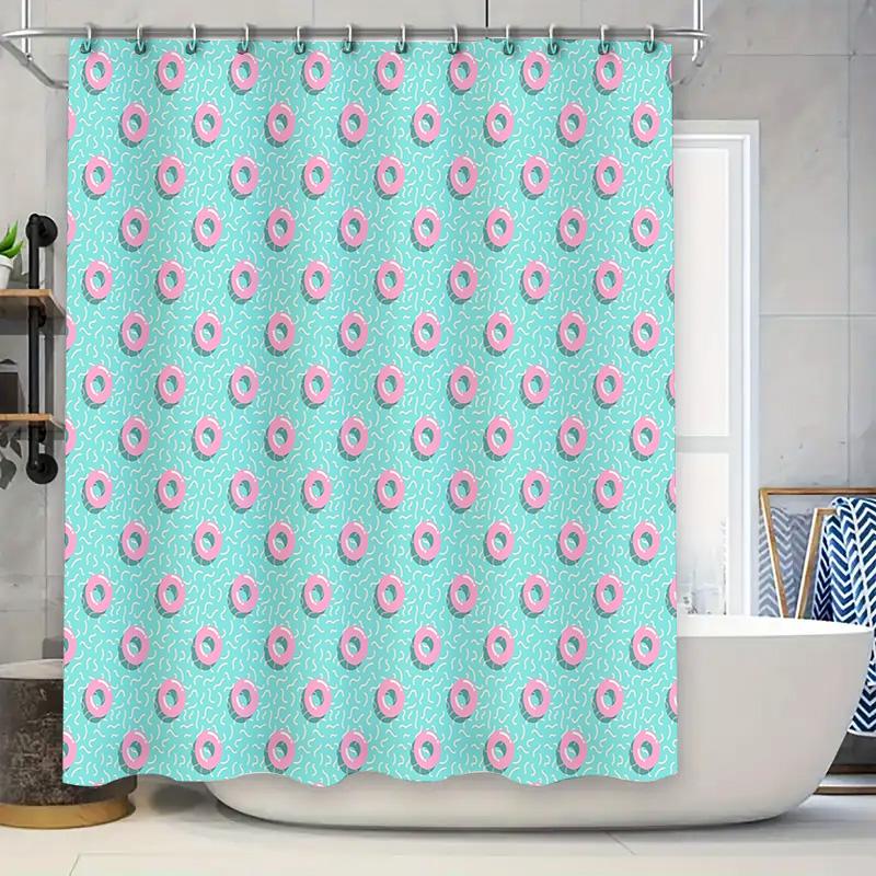 

Donut Shower Curtain Set Waterproof Cute Food Pattern Bathroom Decor Kitchen Backdrop Party Supplies Home Decoration Novelty Gif W60H190(CM)-1 Pcs