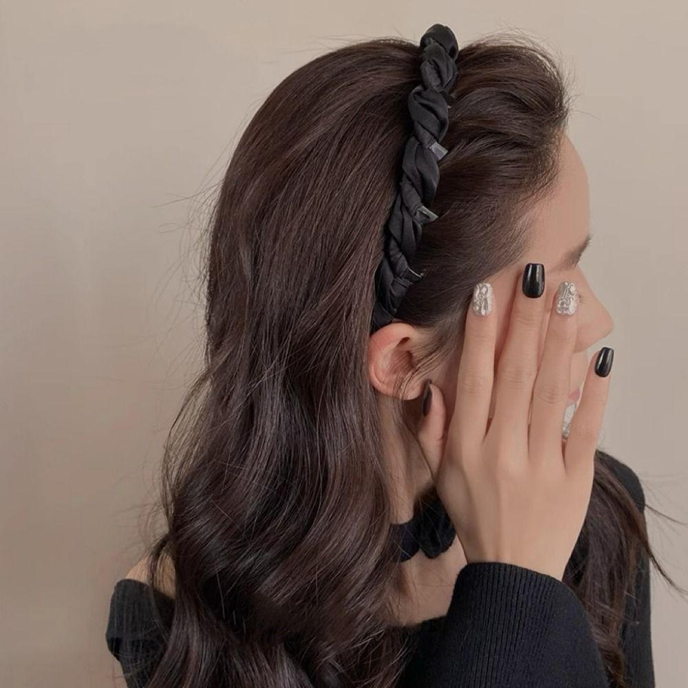 Comfortable Wrapped Hair Hoop Wave Pattern Non-Slip Headband Women's Satin Hairband  Daily Wear