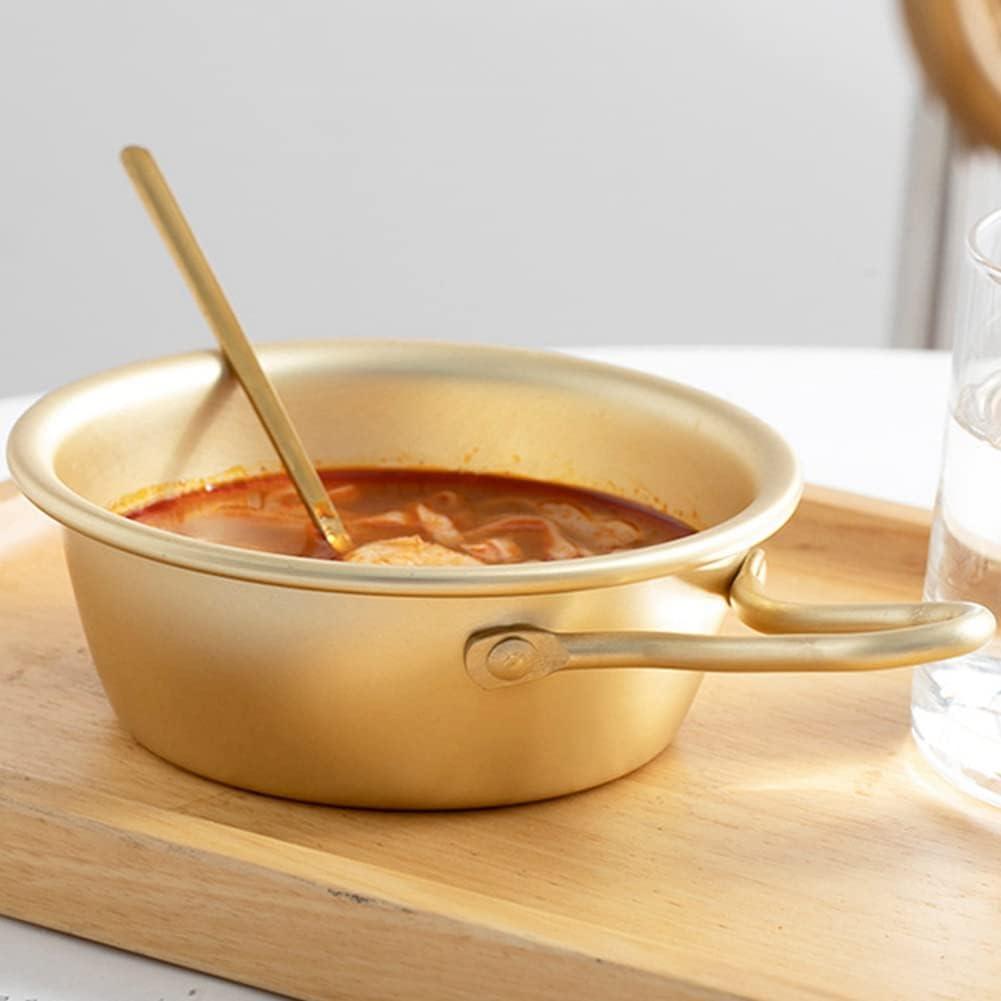 Aluminum Korean Style Wine Bowl with Handle Household Food Sauce Bowls Small Bowl, Korean Cuisine round Barbecue Seasoning Bowl