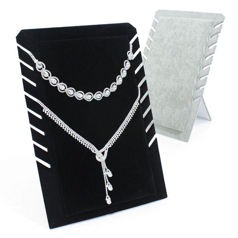 1pc, 8-bit velvet necklace display rack, color divided into: black, gray.