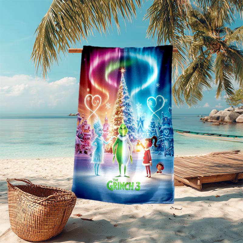 Christmas Gift Oscar Comedy Movie How the Grinch Stole Christmas soft beach towel outdoor camping vacation swinging beach scarf decorative blanket B19