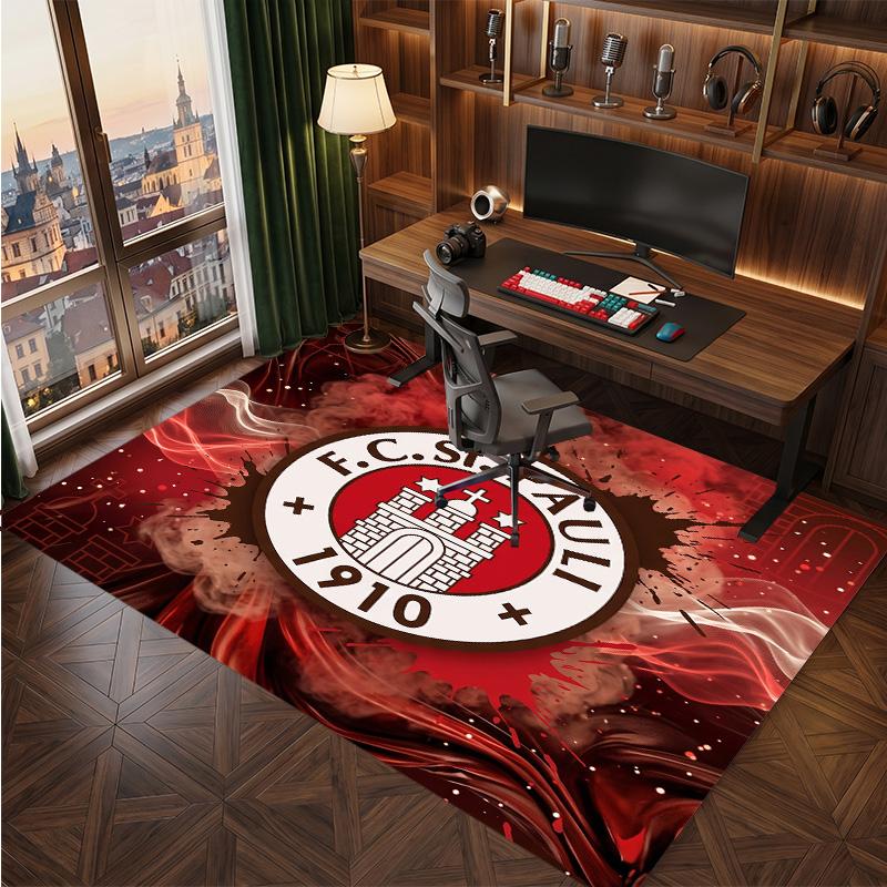 FC St. Pauli Football Print Crystal Velvet Rug, Comfortable Water Absorbent Non Slip Indoor Floor Carpet