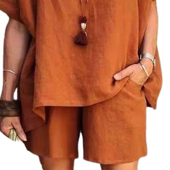 2 Teile/satz Pullover Damen Anzug O Neck Plus Größe Reine Farbe Top Shorts Anzug Frauen Zubehör