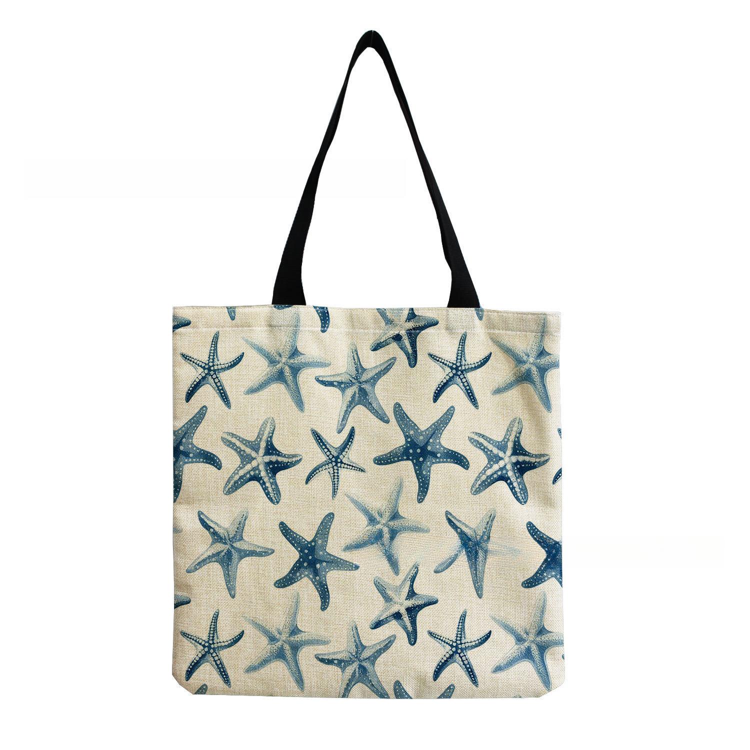 

Women Vintage Linen Tote Bag - Large Capacity Sea Turtle Print Shoulder Handbag for Casual & Grocery Shopping KTB 14