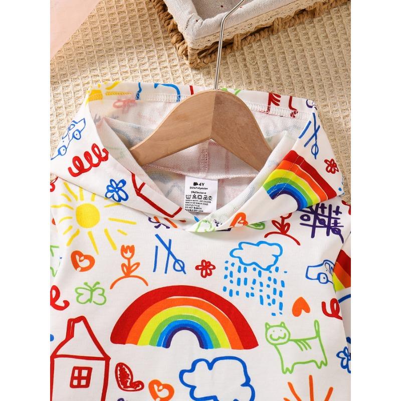 Spring and Autumn Girls' Hoodie Children's Trendy Clothing Graffiti Printed Single Sweatshirt