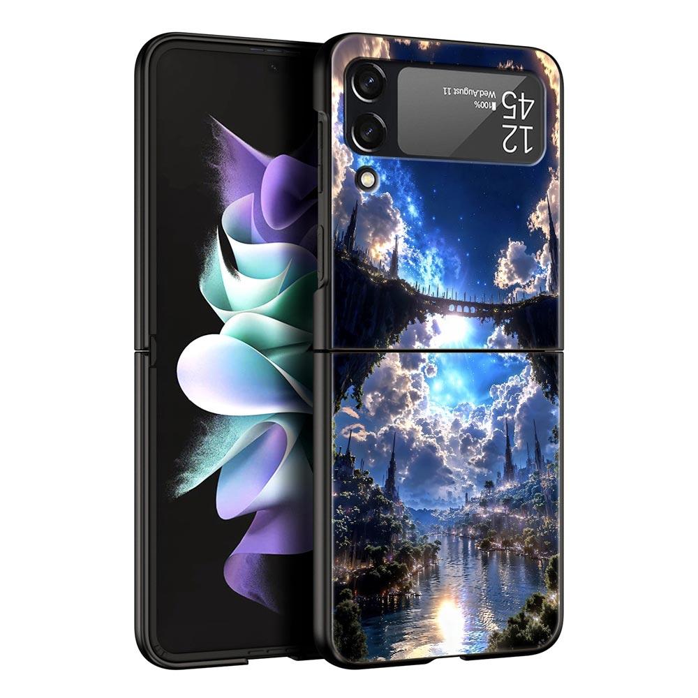 Starry Sky Universe Fashion Phone Case For Samsung Galaxy Z Flip3 Flip4 Flip5 Case Shell For Z Flip 3 4 5 6 7 Hard Folding Cover