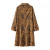 Spring and Autumn New Women's Fashion Leopard Print Coat Long Sleeves Hidden Buckle Lapel Overcoat Pocket Vintage Street Windbreaker