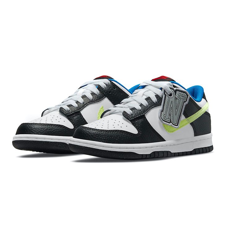 Nike Dunk Low GS White Light Lemon Twist Kids Sneakers Black Signal-Blue DQ0977-100