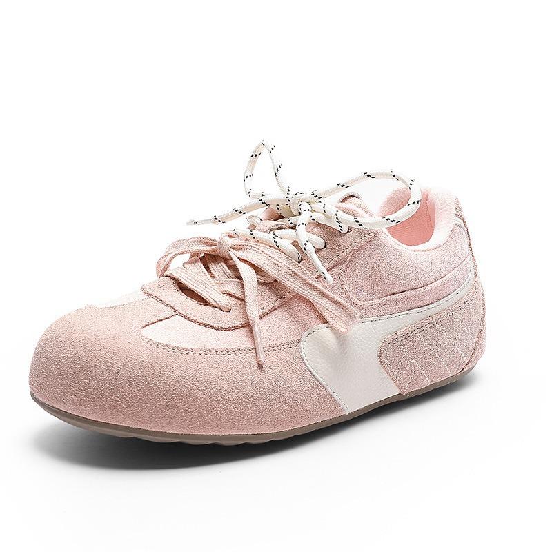 Retro color matching women's spring models breathable flat bottom non-slip leather comfortable casual sports shoes