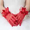 Lace Bowknot Gloves for Theme Event Female Evening Party Short Gloves Sheer Handwear for Bride Photoshooting Accessories