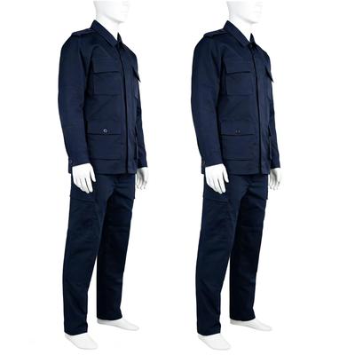 Navy Blue Six Pockets Workwear Ribstop Suit Blouse Cargo Pants Set