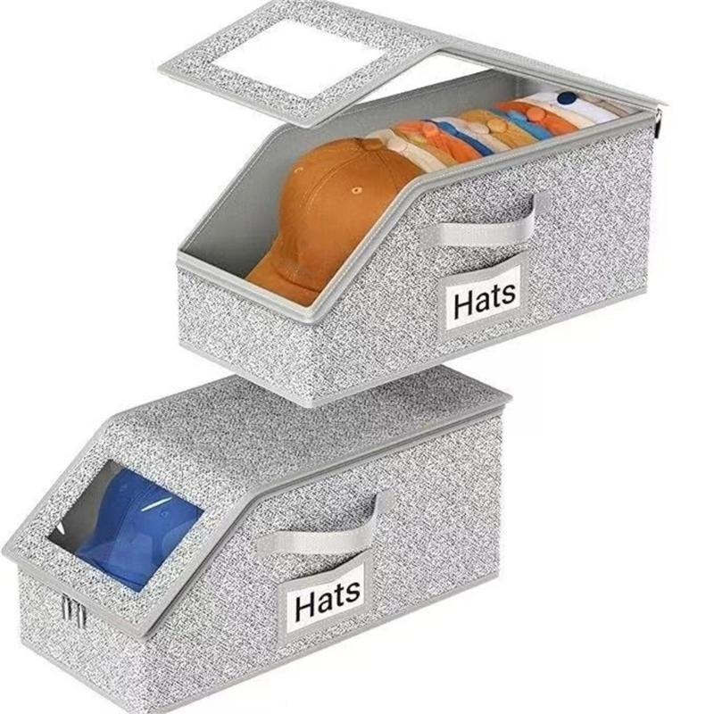 Large Capacity Foldable Hat Storage Box For Baseball Caps With Dustproof Cover Travel Home Organization Tool