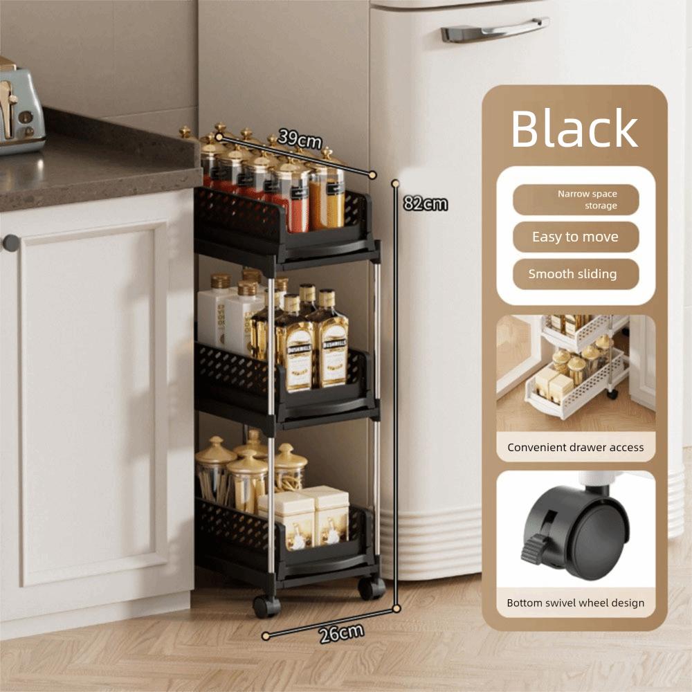 Plastic 2/3/4 Tiers Rolling Cart Space Saving Multi-Layer Storage Rack Bathroom