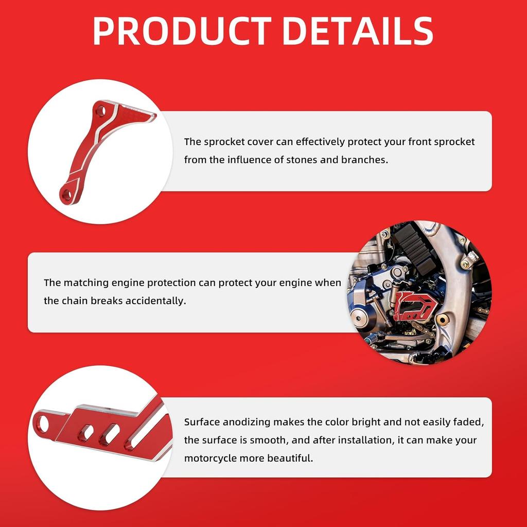 Front Sprocket Guard,CNC Engine Case Saver Cover Protector for Dirt Bike CRF250X 04-17/YZ125 05-25/YZ125X 17-25/CR250R 02-07/CRF450R 08