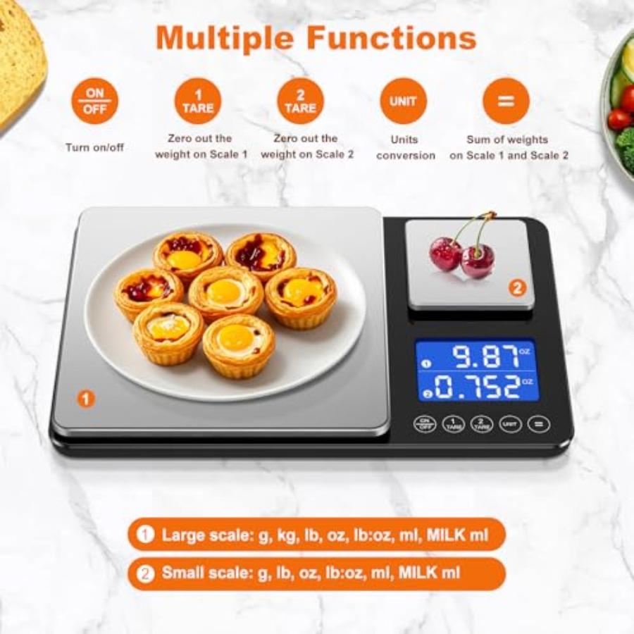 0.001oz/33lbs Dual Platform Food Kitchen Scales Digital Weight Grams and Ounces Two Precisions Kitchen Scale for Sourdough Brea