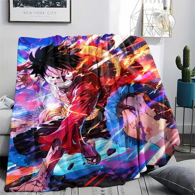 1Pc Luffy Print Flannel Blanket, High Quality Comfortable for All Seasons, Home Decor, Warmth and Comfort, Perfect for Gifts